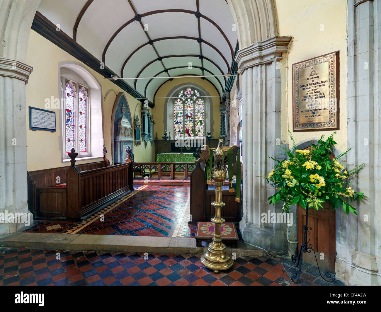 The interior of St. Mary Magdalene Church in Barkway. Stock Photo