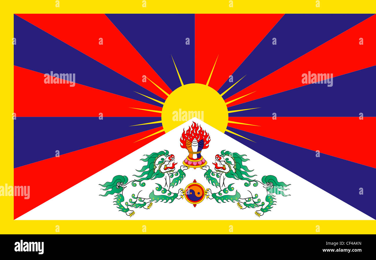 Flag of Tibet and the government in exile with seat in India. Stock Photo