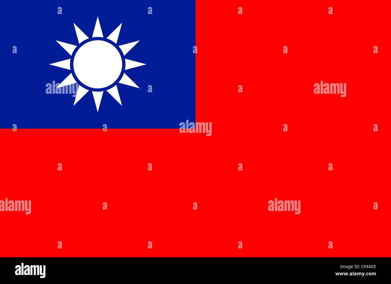 National flag of the Republic of China  - Taiwan. Stock Photo