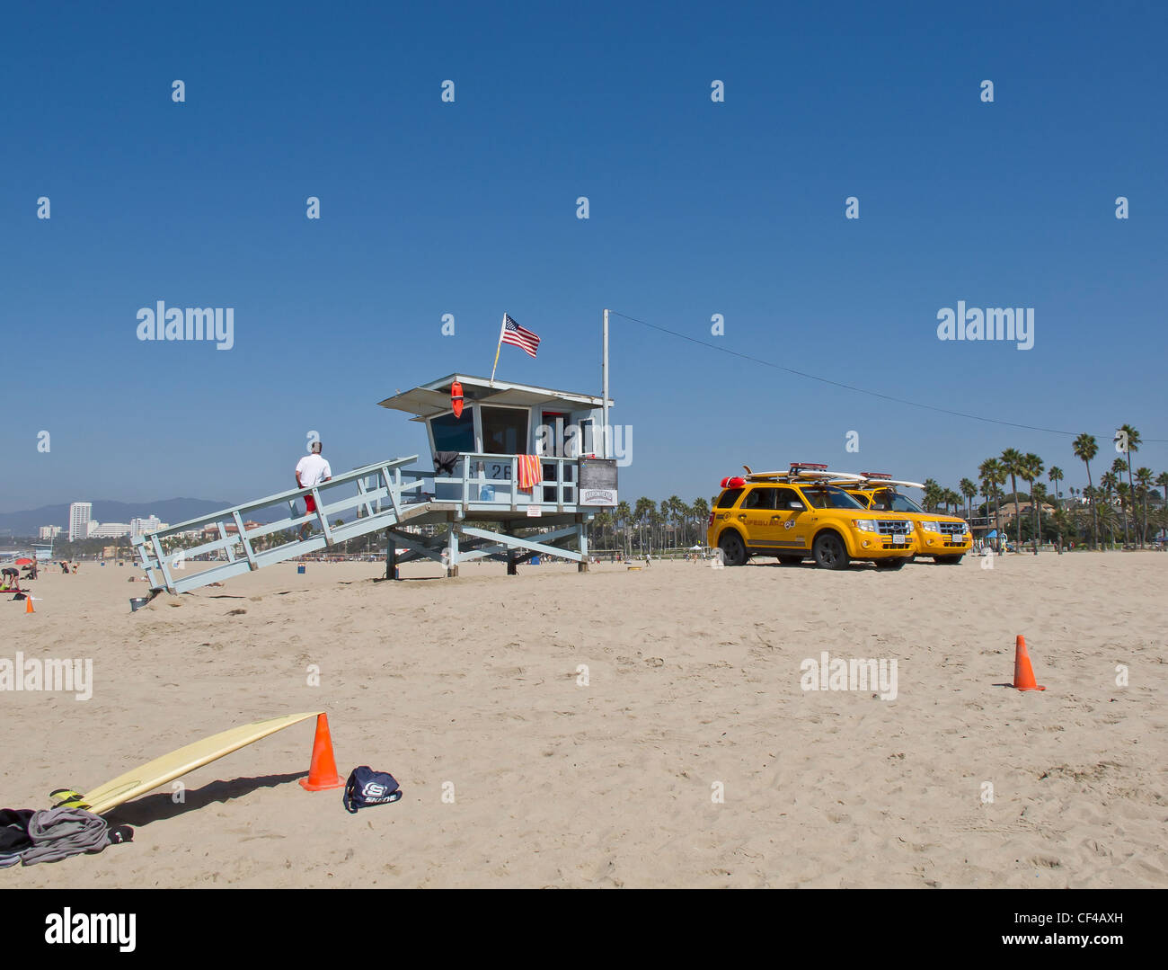 Santa Monica Beach Guard Tower Stock Photo