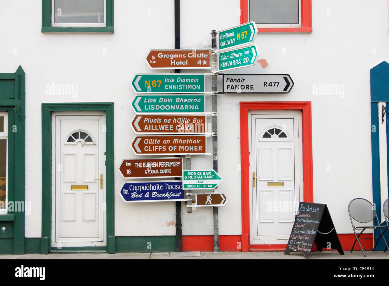 Directional Signposts; Ballyvaughan County Clare Ireland Stock Photo