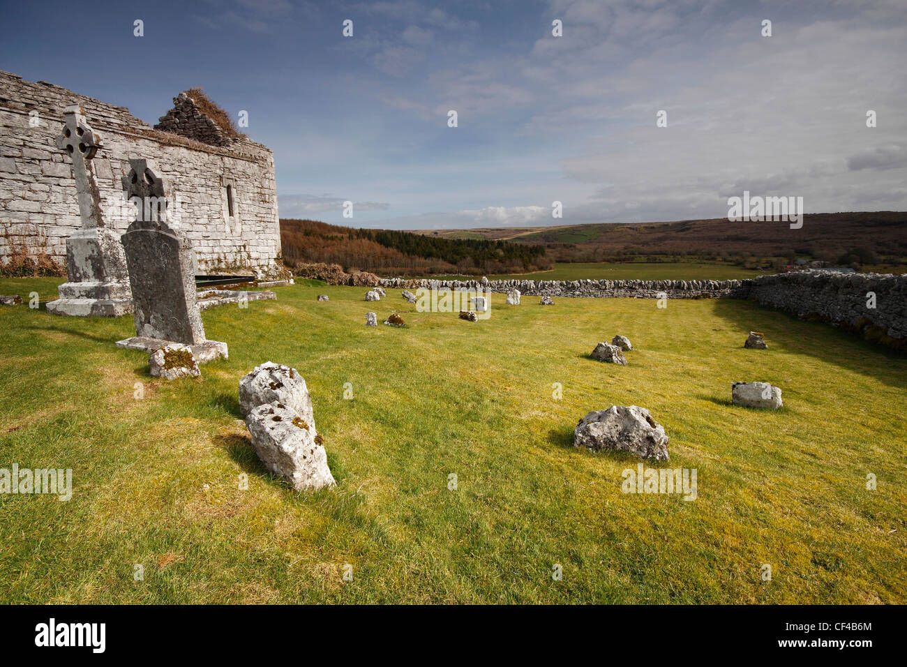 Church And Cemetery Ruins; Carran County Clare Ireland Stock Photo