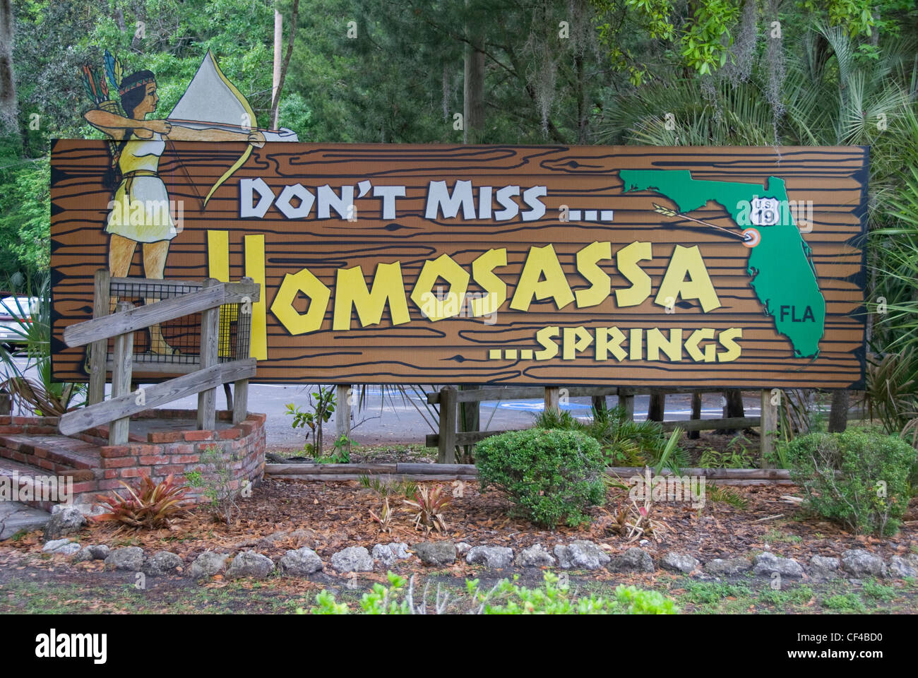 Homosassa Springs wild life state park welcome sign. Florida Stock Photo