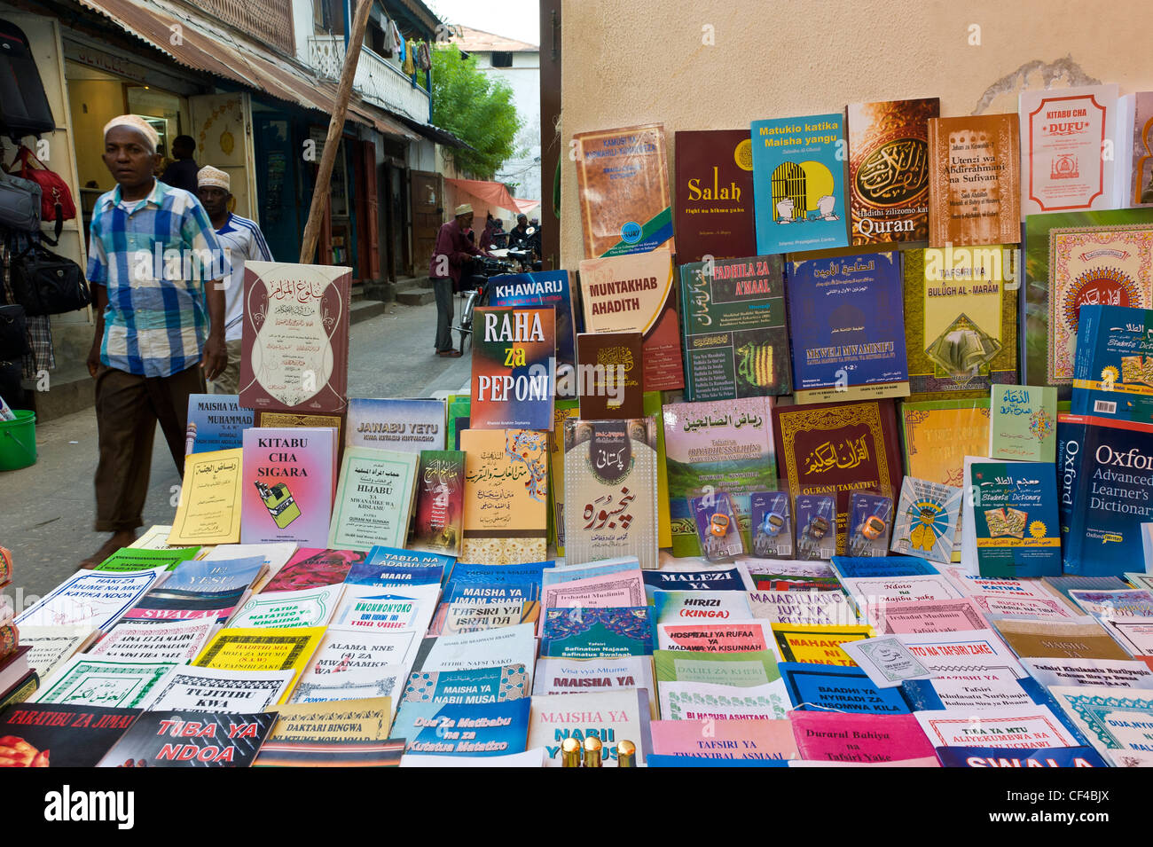 Books for sale in Stone Town Zanzibar Tanzania Stock Photo