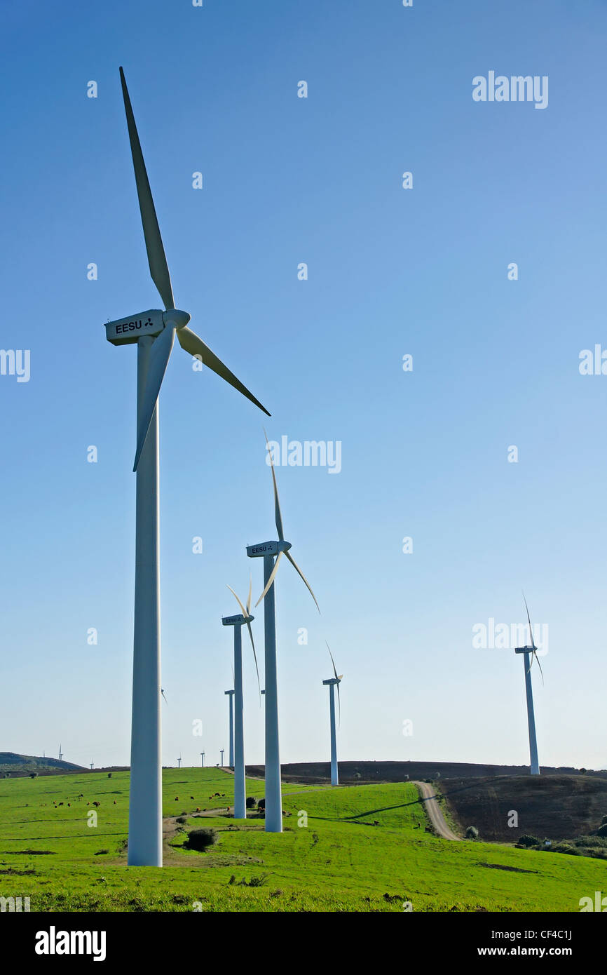 wind power, windmills, energía eólica Tarifa Spain, environment Stock Photo
