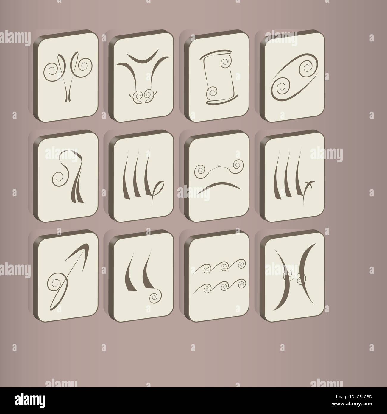 fine set of icons with zodiac signs Stock Photo