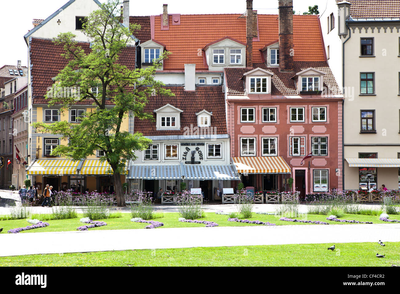 Restaurants and cafes in Livu Laukums, Riga, Latvia, Baltic States, Europe Stock Photo