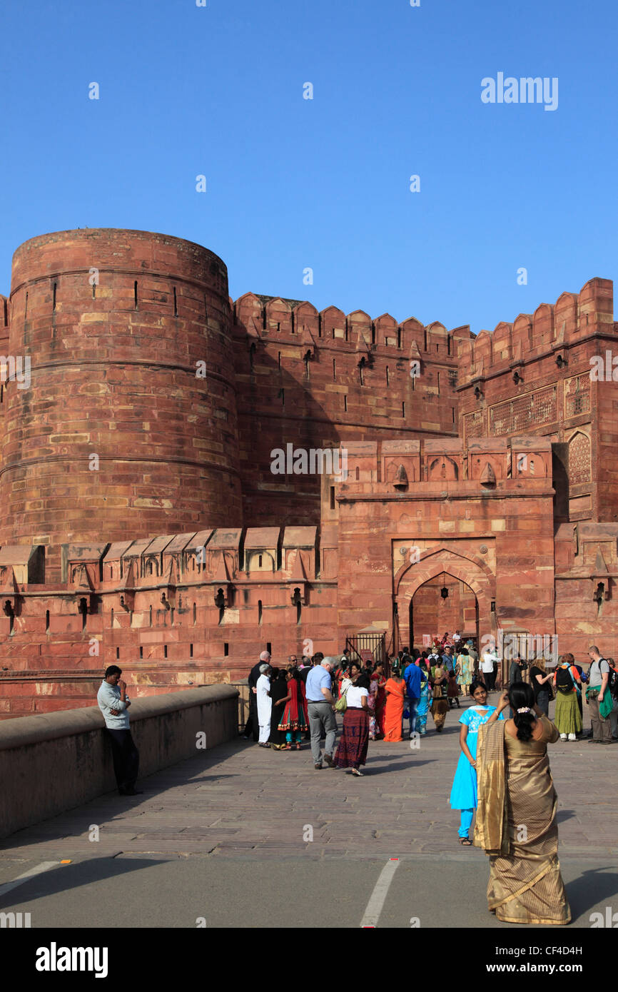 India, Uttar Pradesh, Agra, Fort, Amar Singh Gate; Stock Photo