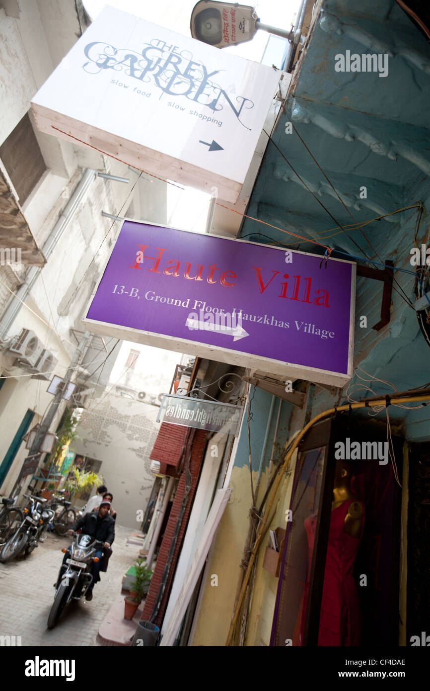 Boutiques And Shops In Hauz Khas Village In South Delhi India Close To The Ruins Of Feroz Shah S 14th Century Medrassa Stock Photo Alamy