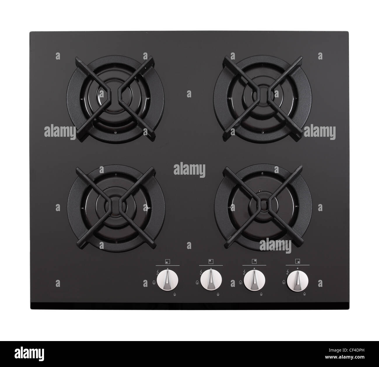 Black glass gas hob Stock Photo - Alamy