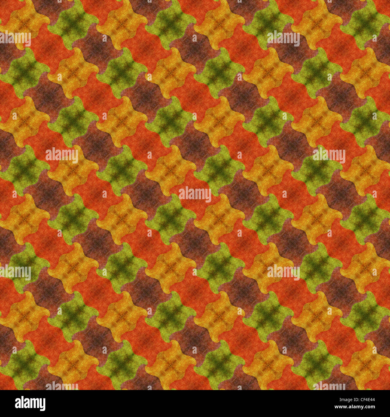 A seamless design of colorful red, yellow and green material textured ...