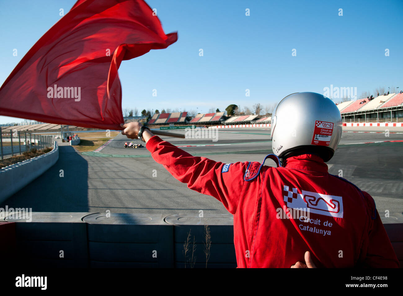 Red flag during Formula 1 testing sessions near Barcelona in February
