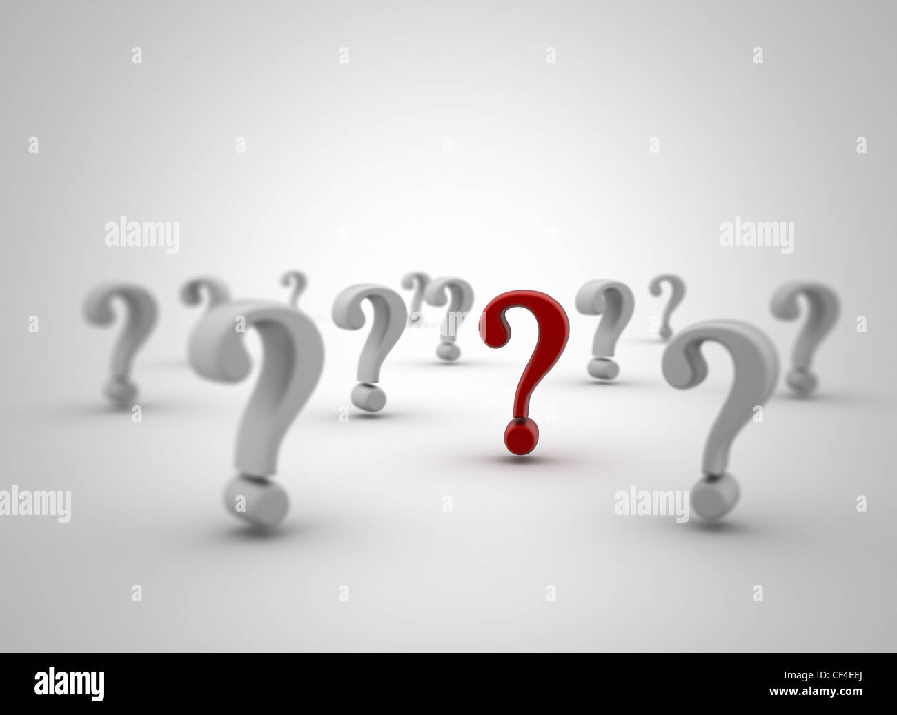 Single red question mark - right anwser Stock Photo