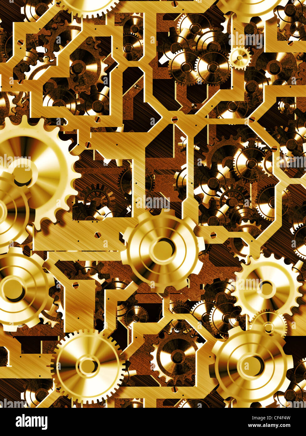 illustration of steampunk inspired cogs and clockwork Stock Photo - Alamy