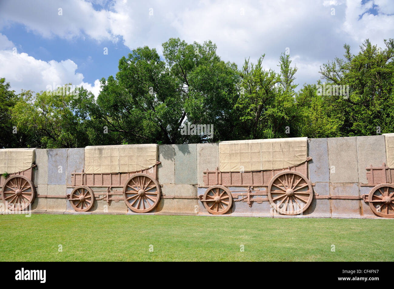 The wagon laager wall at The Voortrekker Monument, Pretoria, Gauteng Province, Republic of South Africa Stock Photo