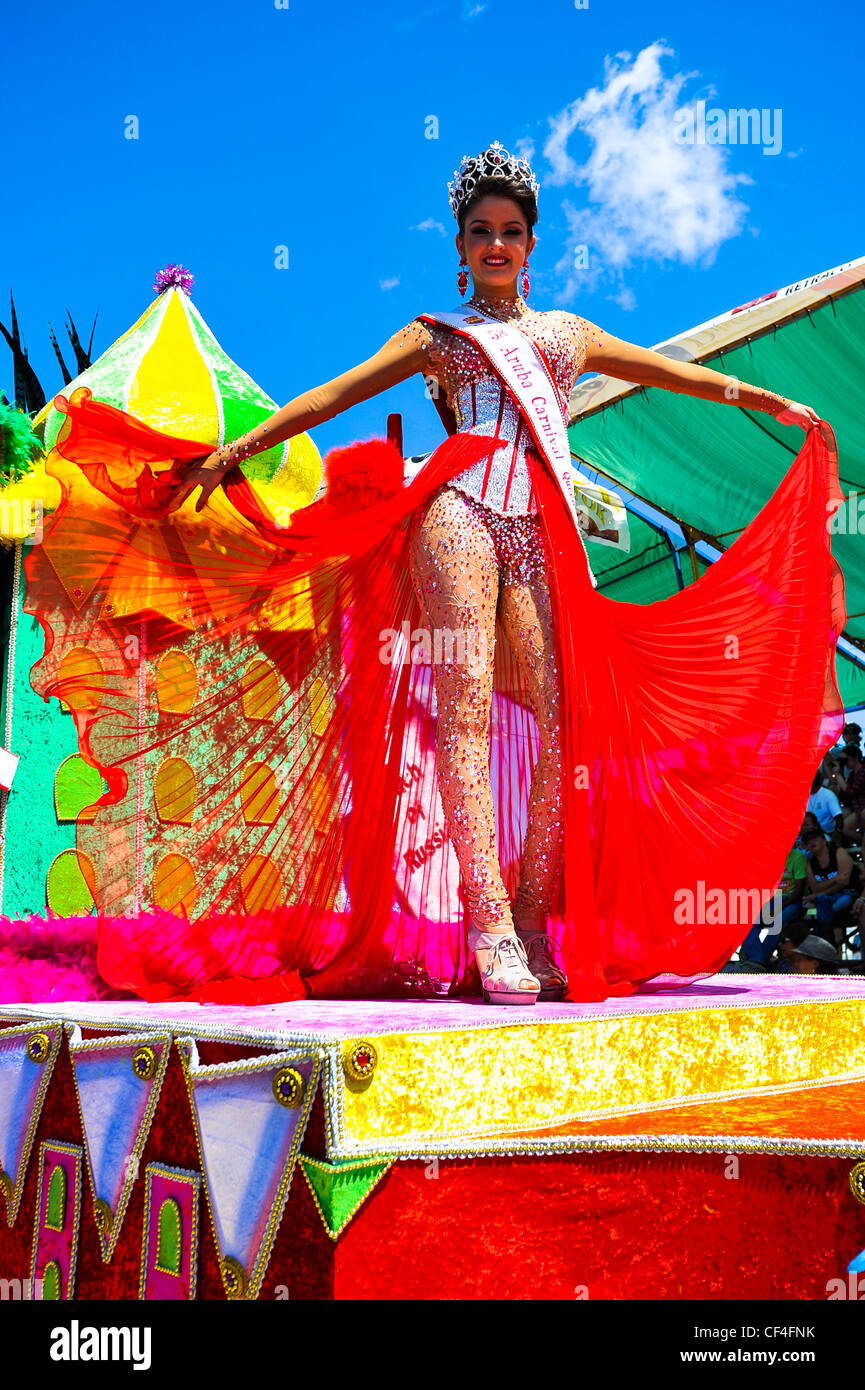 Carinival Queen in Grand Parade in Aruba celebrating the 58 Carnival festival Stock Photo