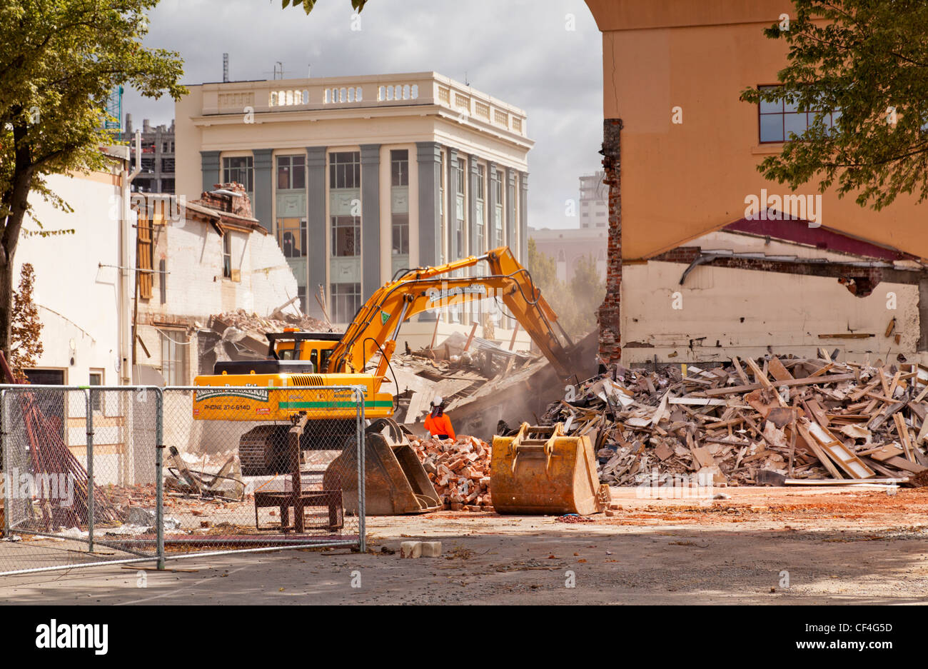 Demolition in Christchurch CBD, near St Asaph Street. Stock Photo