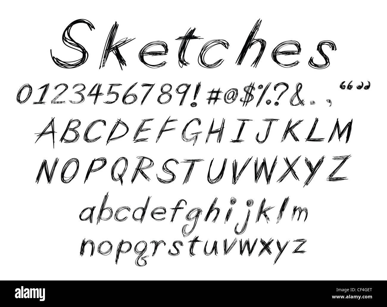a set of sketch alphabet for design usage. Stock Photo