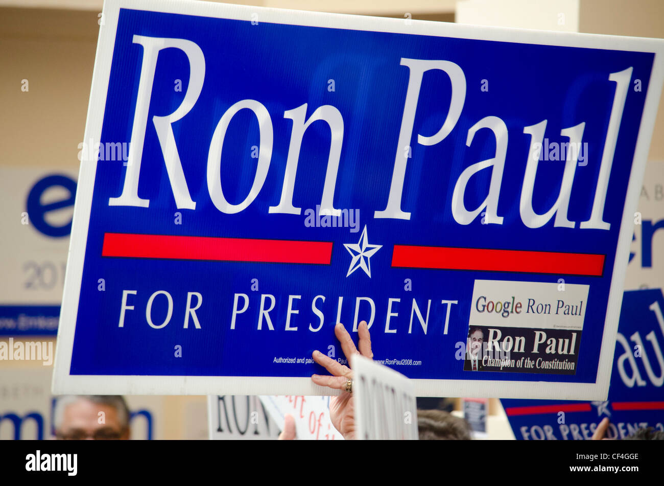 Ron Paul supporters at the California State GOP convention 2/25/2012. Stock Photo