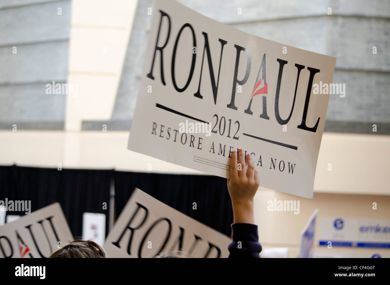 Ron Paul supporters at the California State GOP convention 2/25/2012. Stock Photo