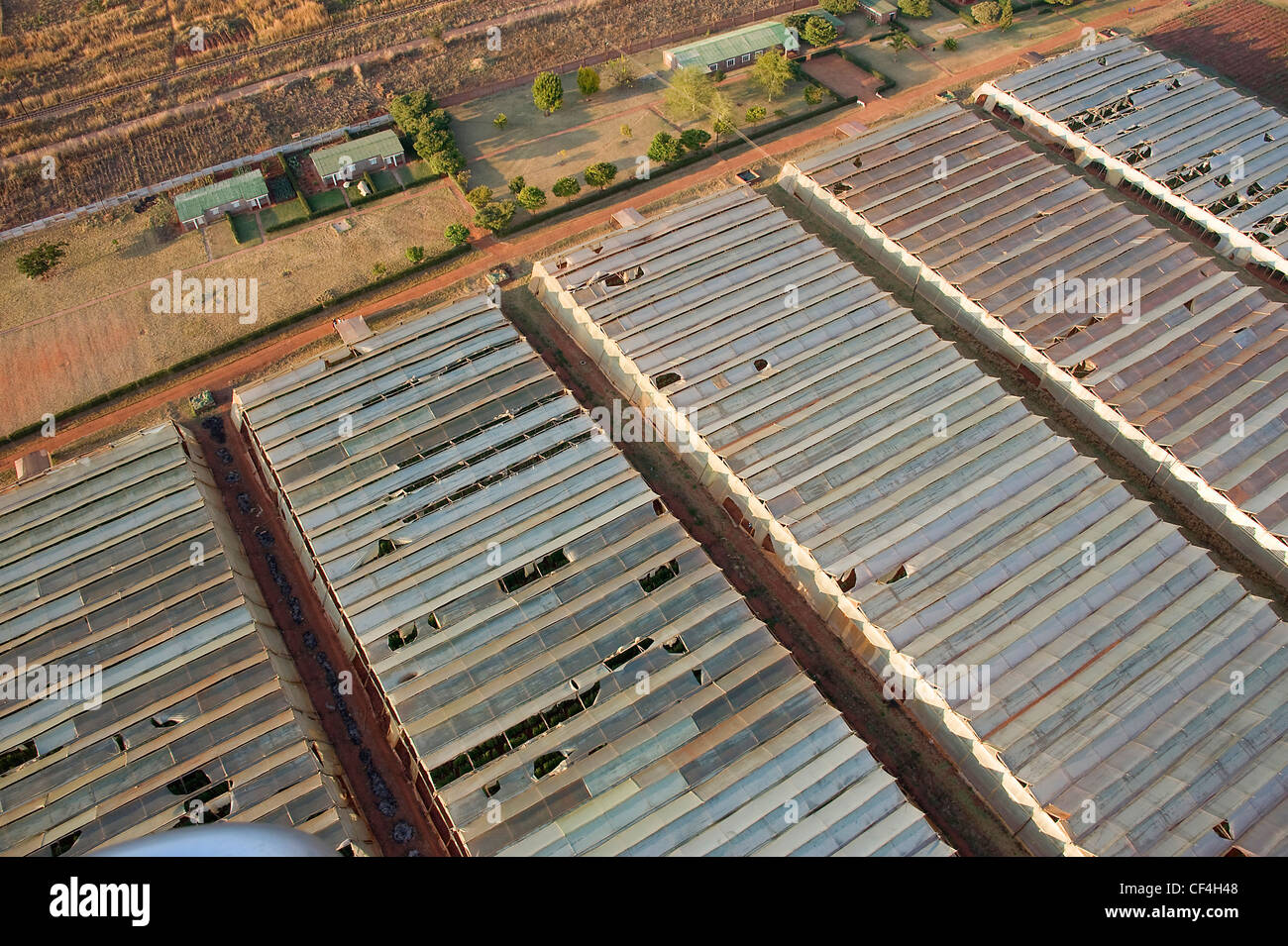 Aerial views of greenhouses from Zimbabwe Stock Photo Alamy