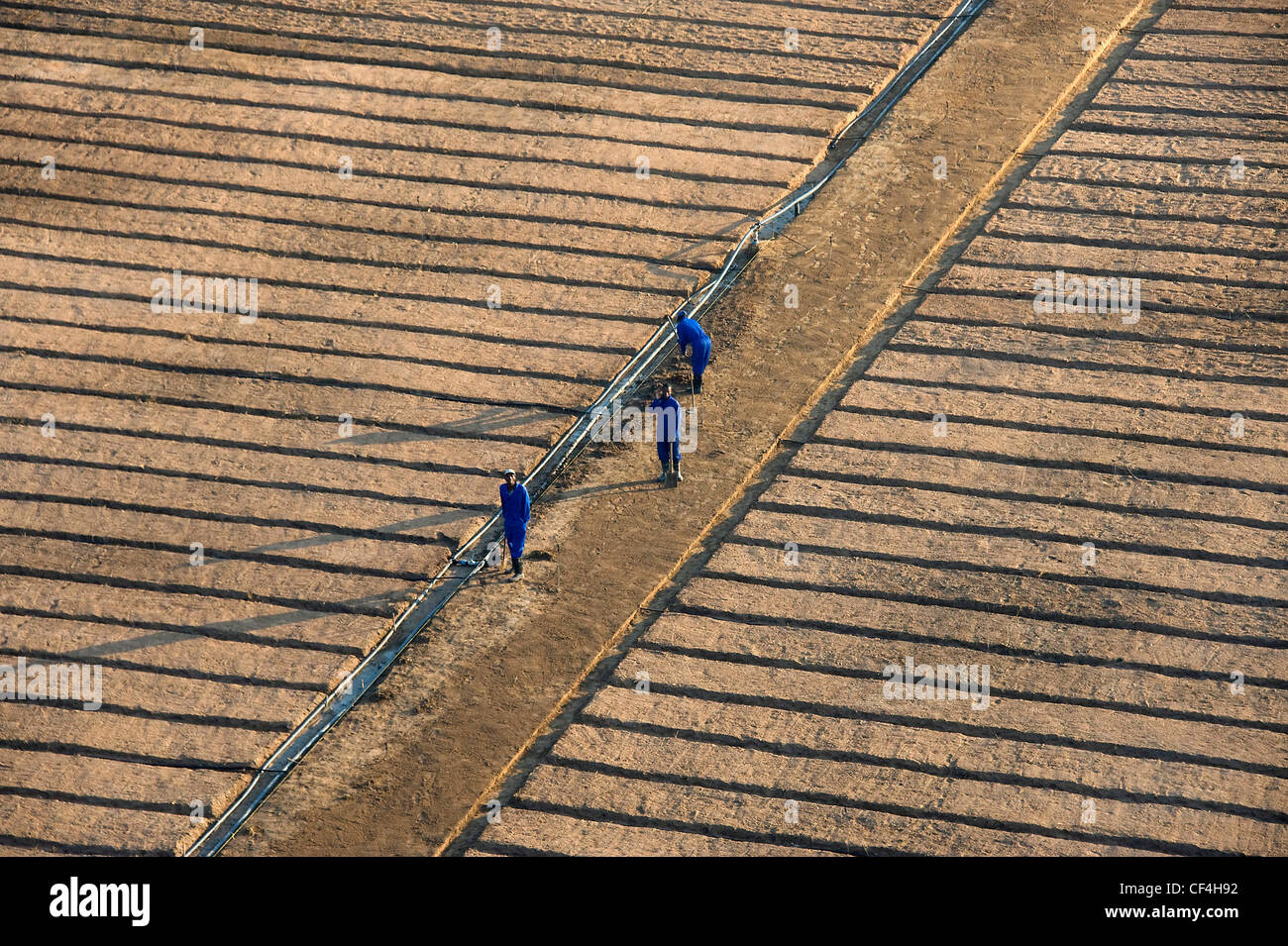 Aerial views of a brick making yard from Zimbabwe Stock Photo