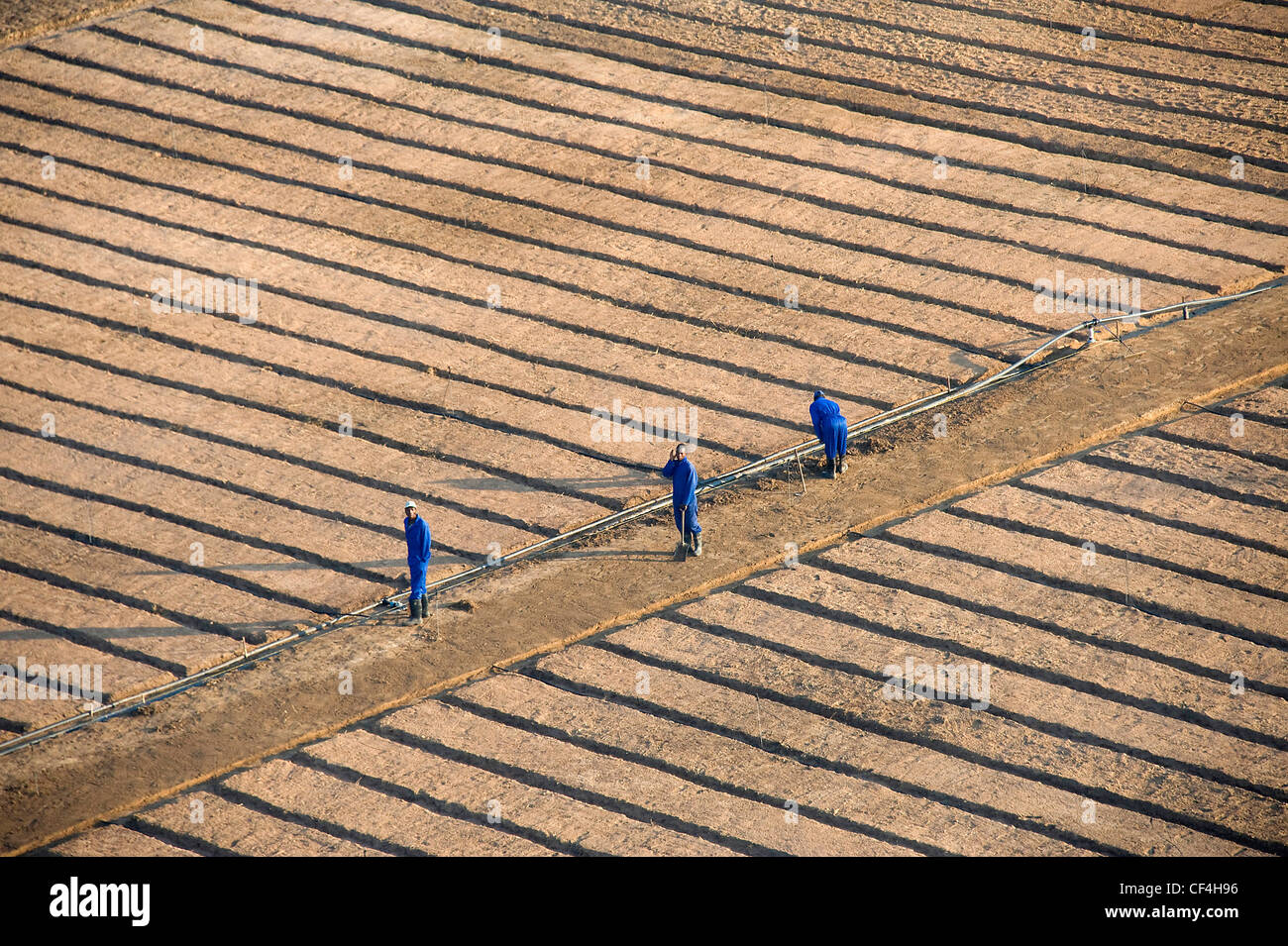 Aerial views of a brick making yard from Zimbabwe Stock Photo