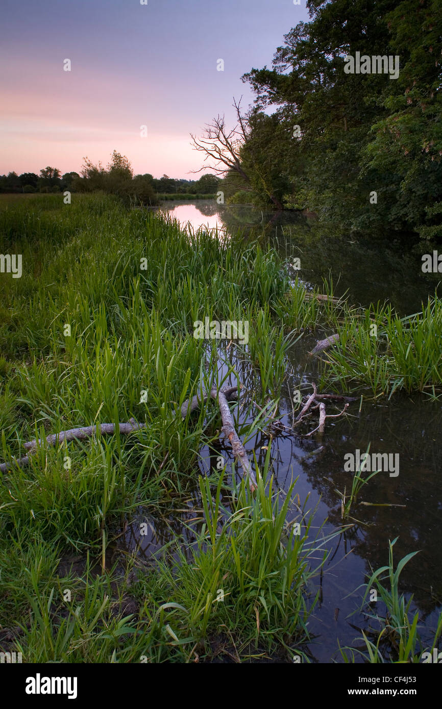 The River Stour as its makes its way through Dedham Vale on the Suffolk/ Essex border. Stock Photo