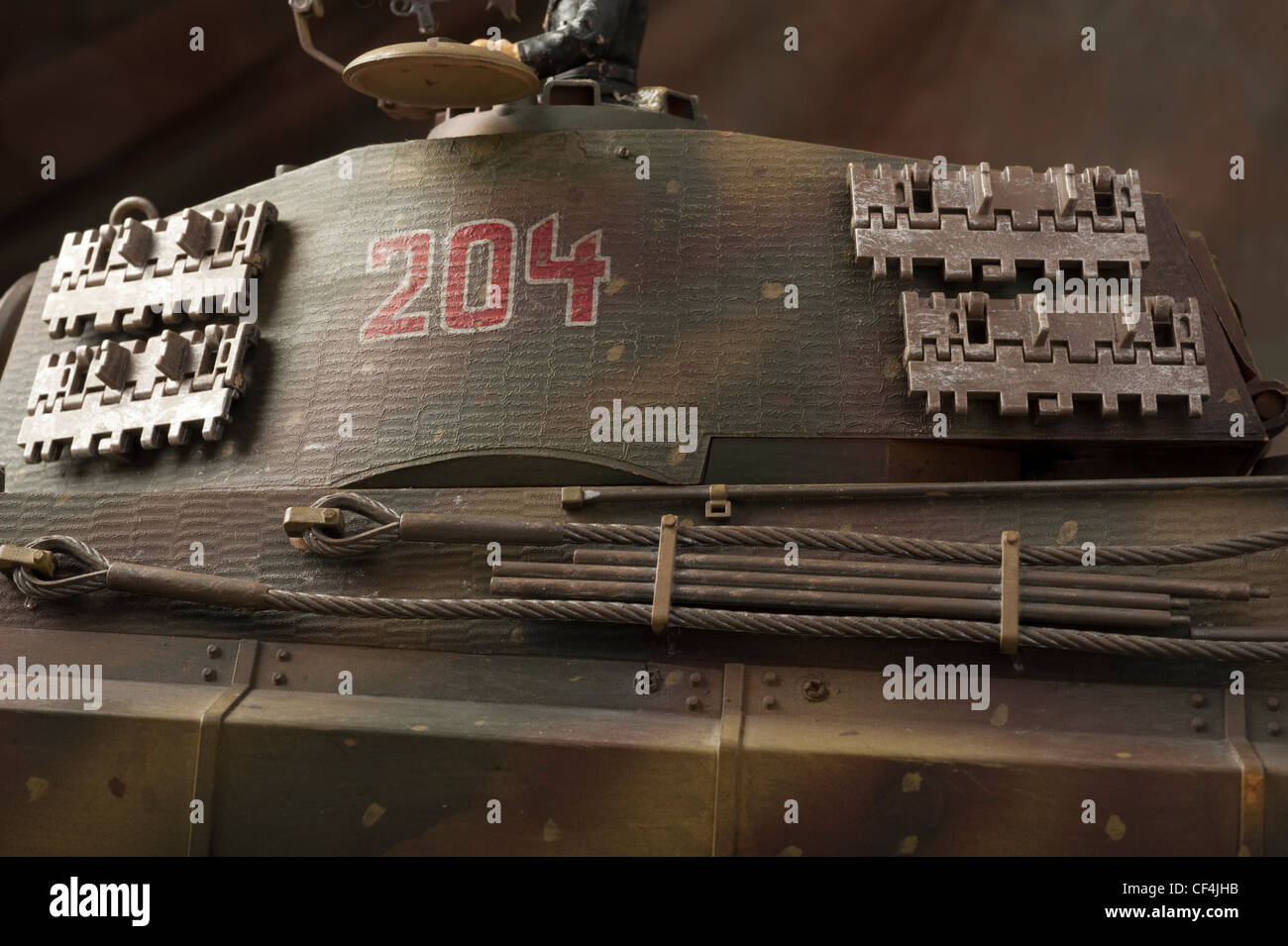 Closeup of turret on King Tiger tank 204 with Ambush camouflage Stock