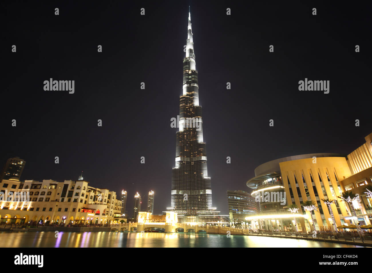Burj Dubai skyscraper night time general view, Dubai, United Arab Emirates Stock Photo