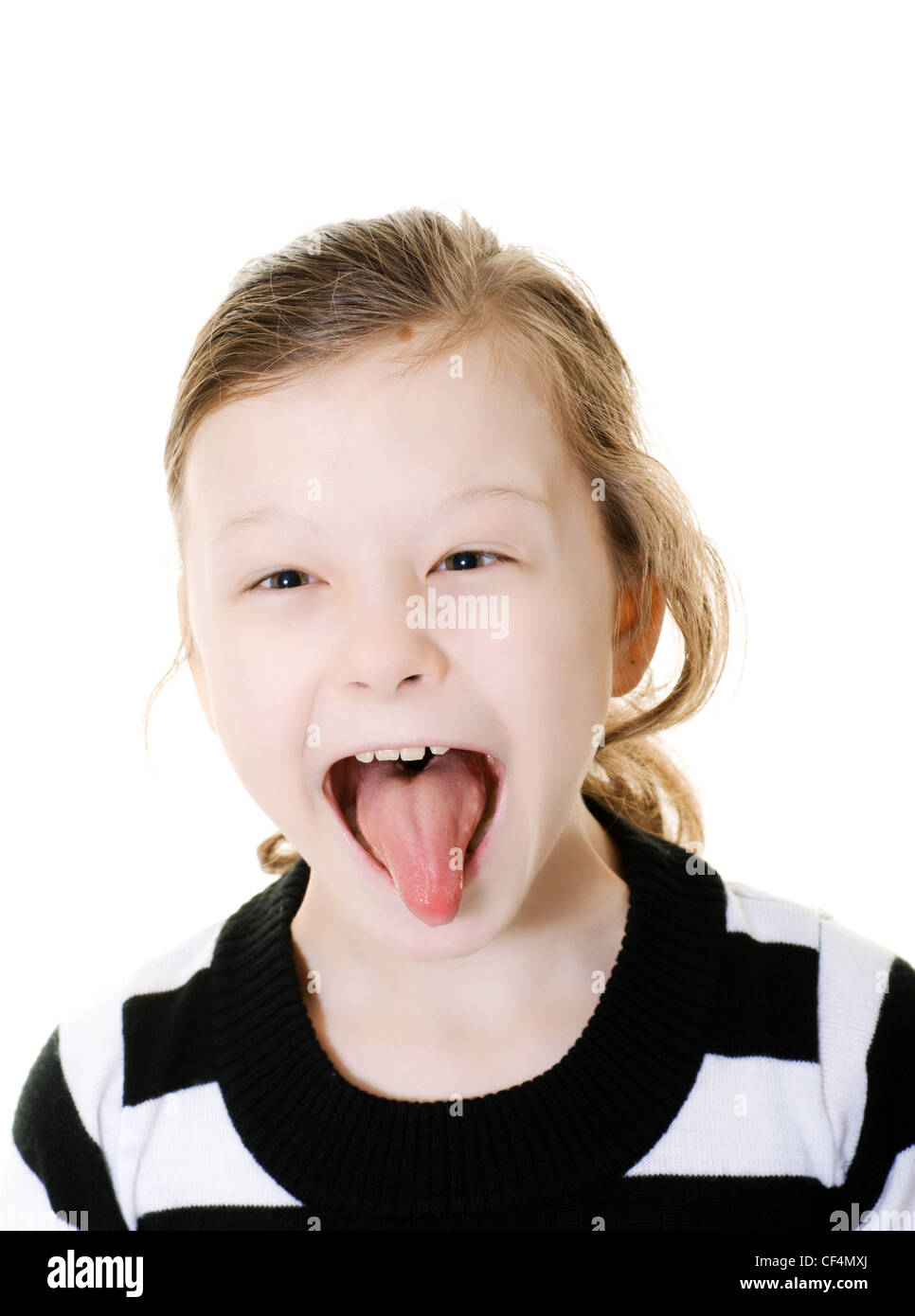 young girl sticking her tongue out Stock Photo Alamy