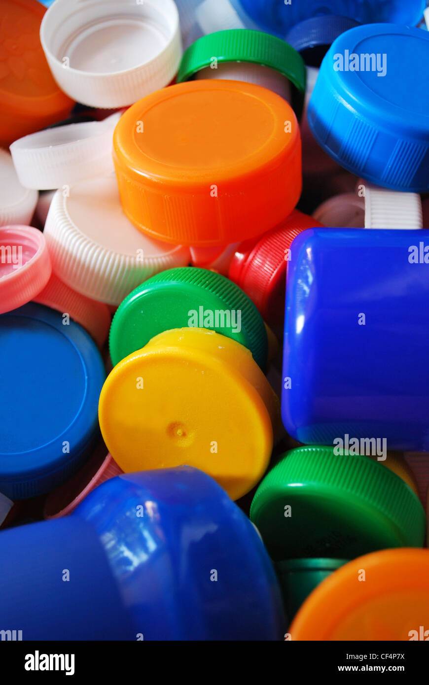 Multicolor plastic bottle caps for recycling as a background Stock Photo Alamy