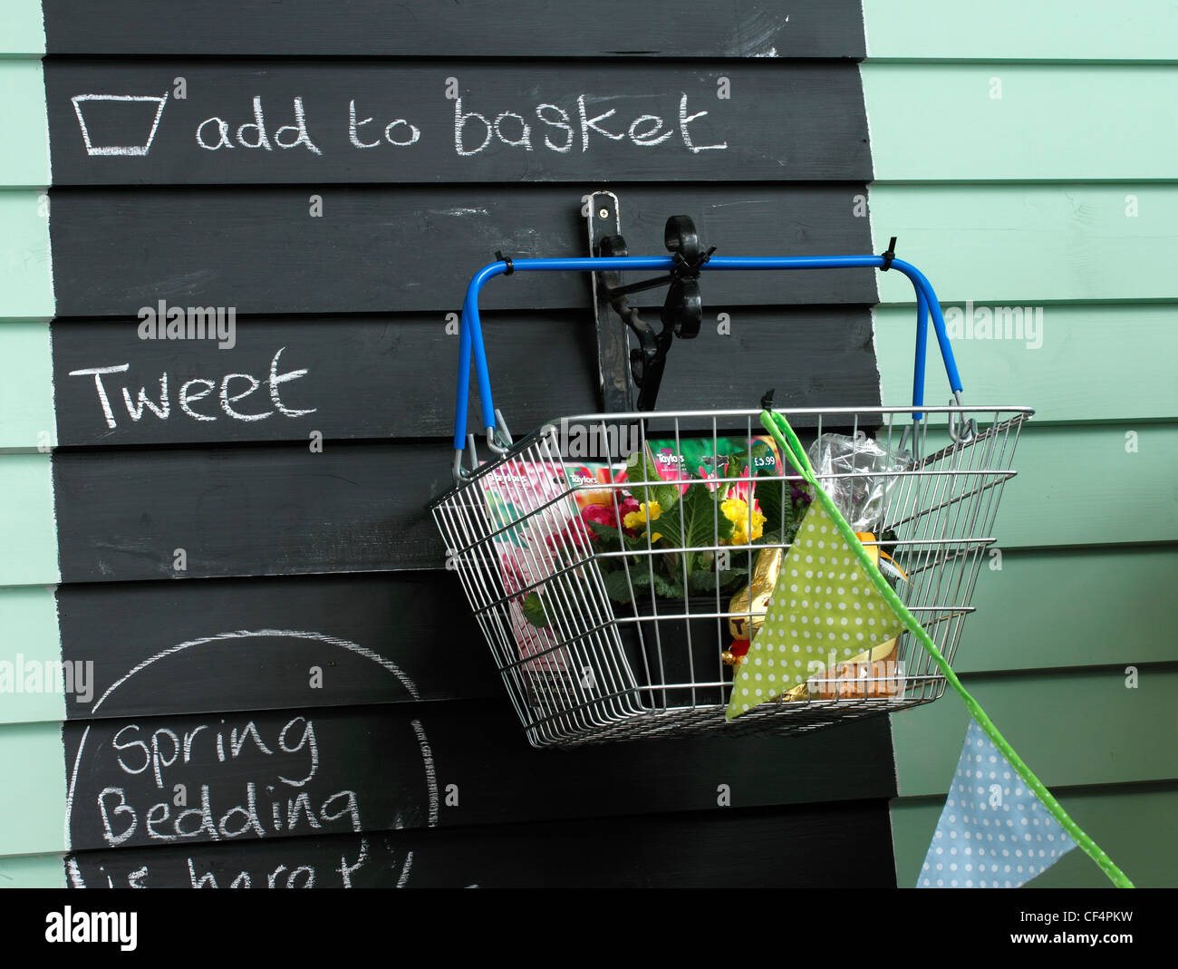 hanging basket display Stock Photo Alamy