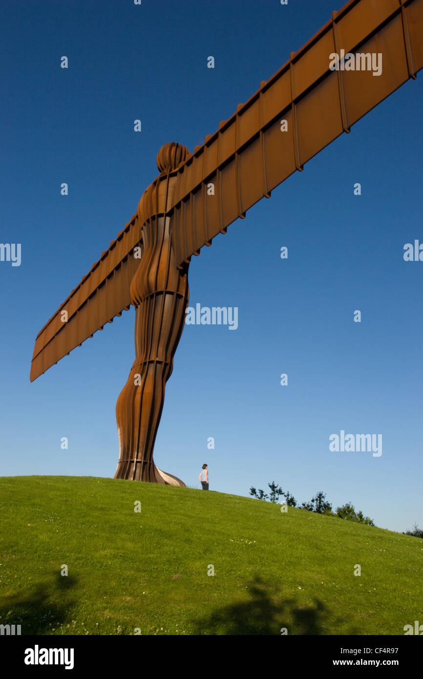 The Angel of the North, a steel sculpture of an angel by Antony Gormley by Low Fell in Gateshead. Stock Photo