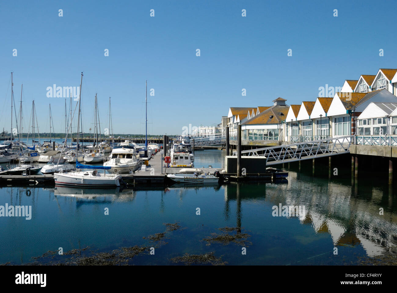 Boats in Town Quay Marina, Southampton. Stock Photo