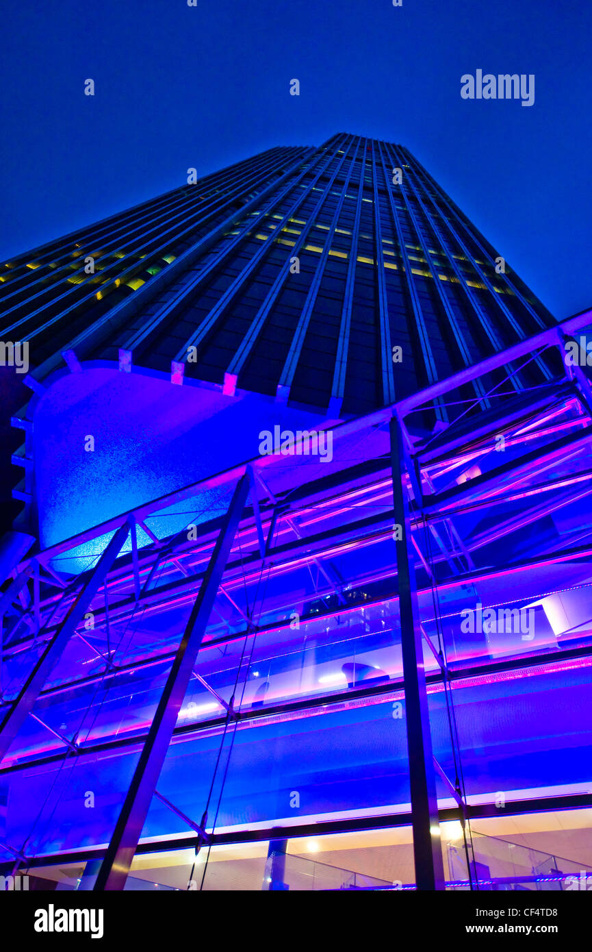 View from the ground looking up Tower 42, the second tallest skyscraper in the City of London. Stock Photo