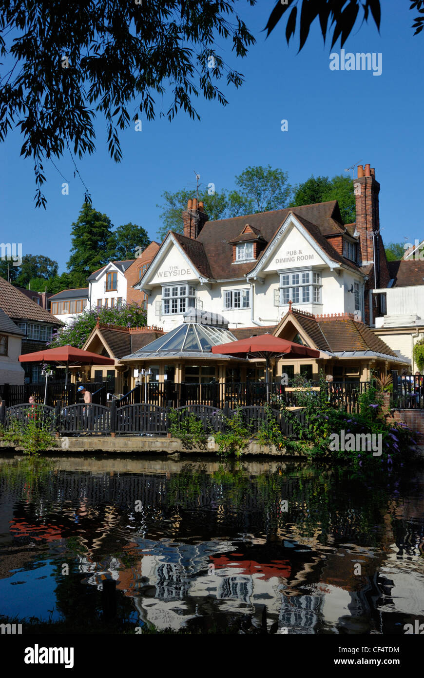 The Weyside Inn by the River Wey Navigation in Guildford. Stock Photo