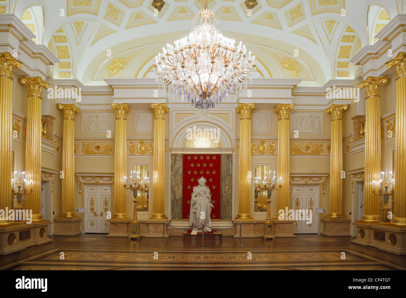 Gold room with statue of State historical and architectural museum reserve Tsaritsyno, Russia. It was build in 1776. Stock Photo