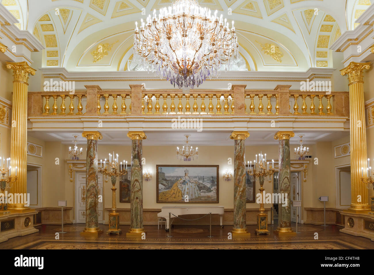 Gold room of State historical and architectural museum reserve Tsaritsyno, Russia. It was build in 1776. Stock Photo