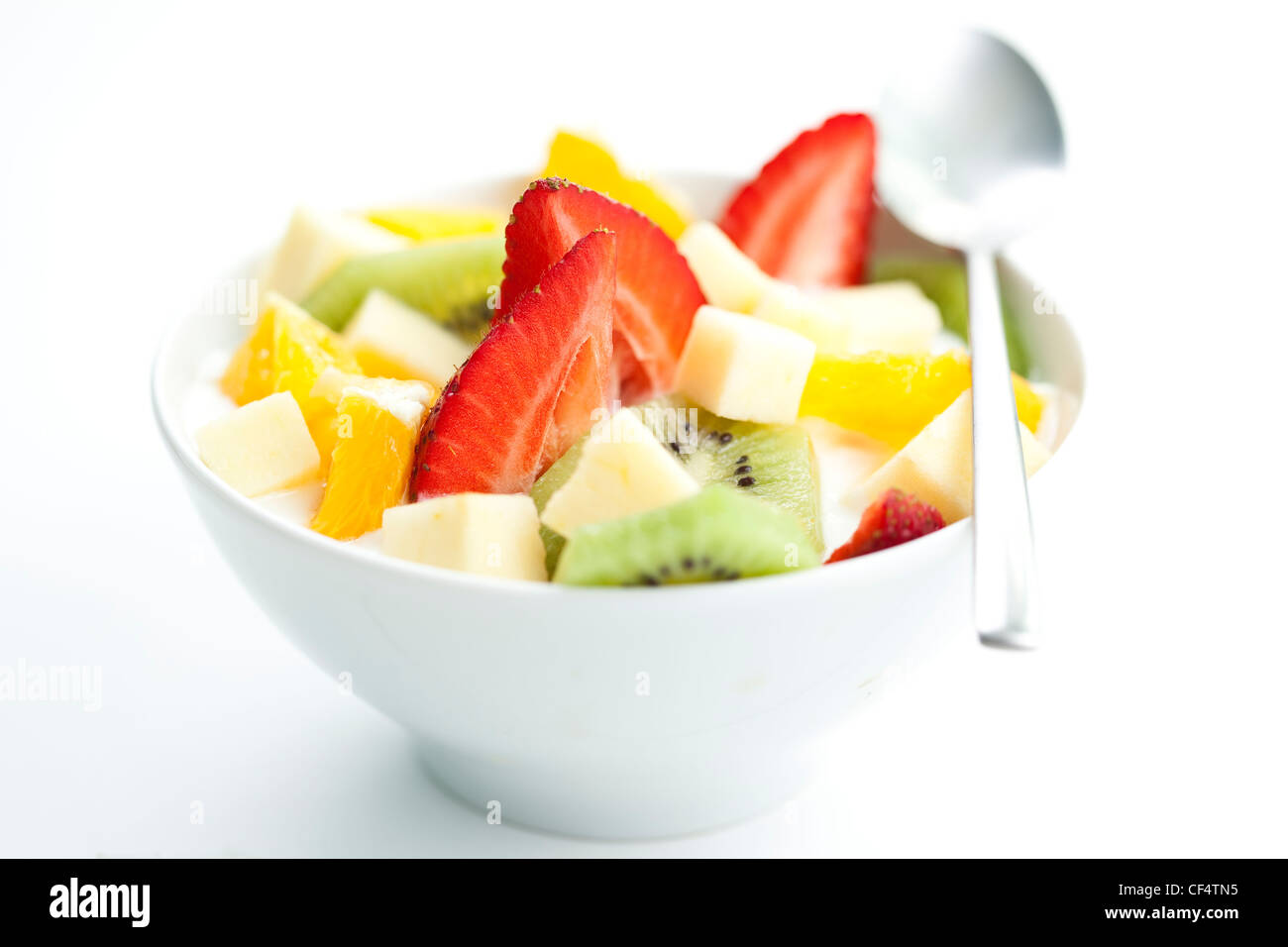 fruit salad with chunks of fruit and yogurt Stock Photo Alamy