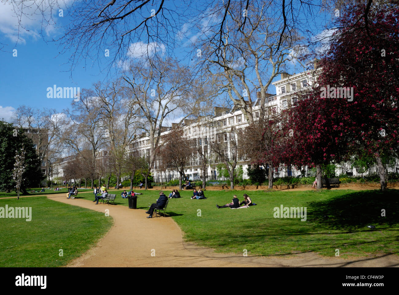 Gordon Square Garden, developed by Thomas Cubitt in the 1820's and now owned by the University of London. Stock Photo