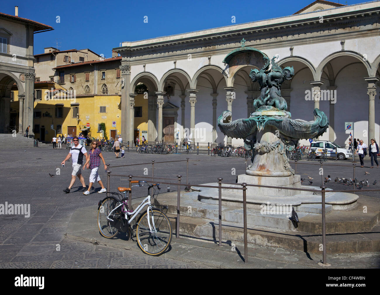 Mannerist bronze fountain by Pietro Tacca, Piazza della Santissima Annunziata, Florence, Tuscany, Italy, Europe Stock Photo