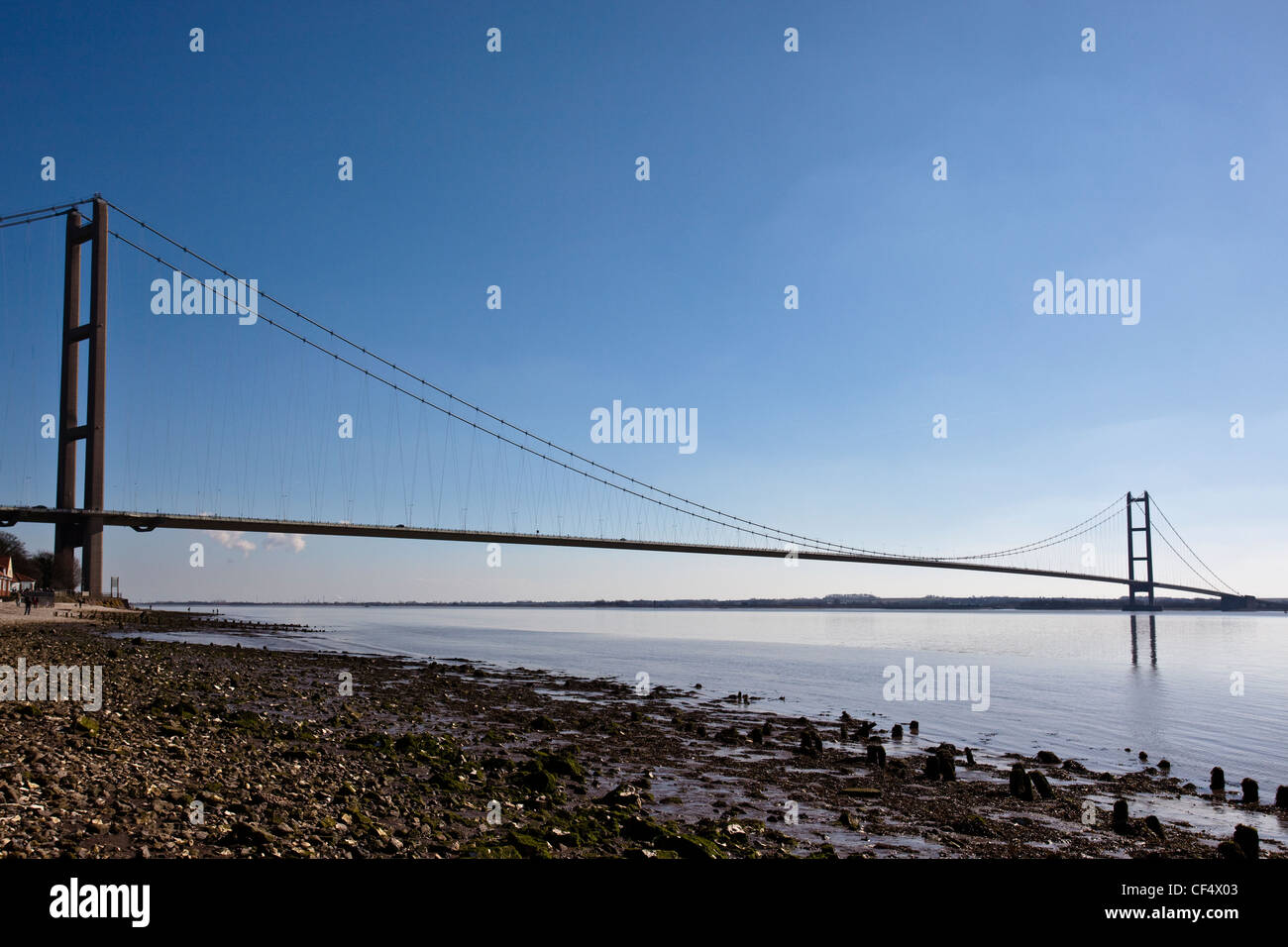 The Humber Bridge, the fifth-largest single-span suspension bridge in the world. Stock Photo