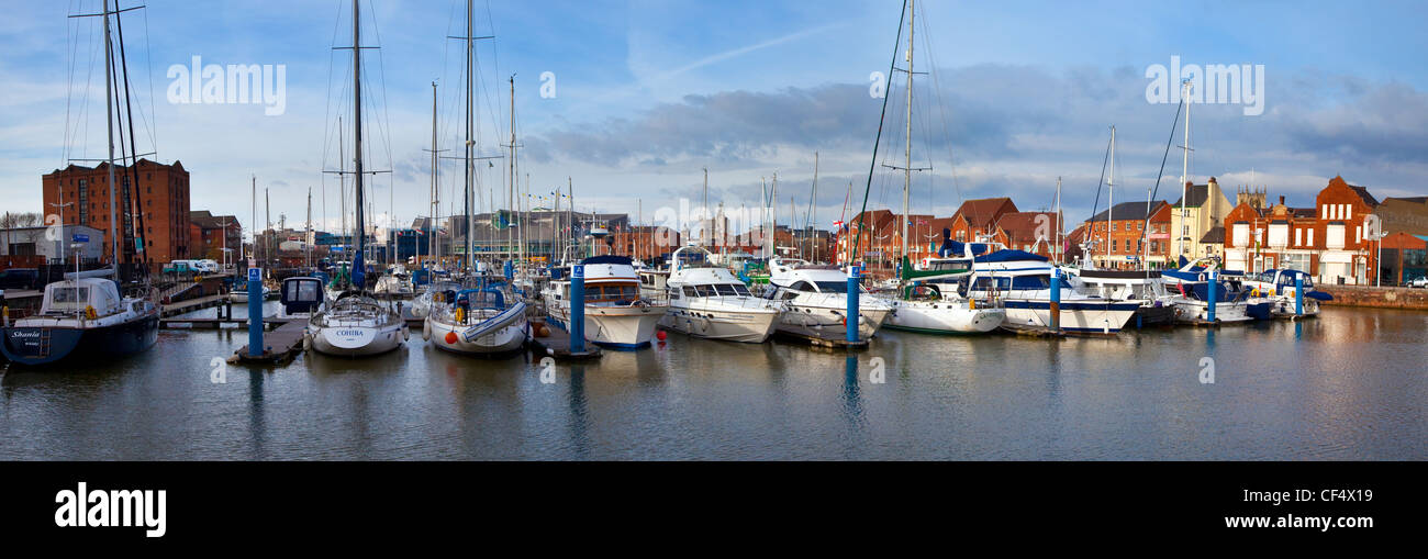 Boats moored in Hull Marina. Stock Photo
