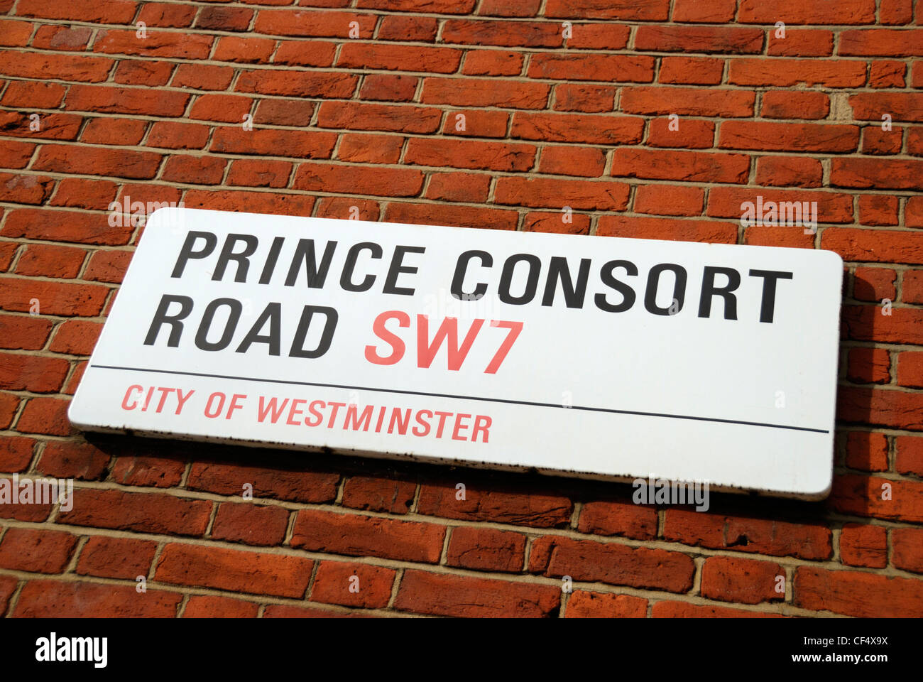 Prince Consort Road SW7, City of Westminster street sign on a wall