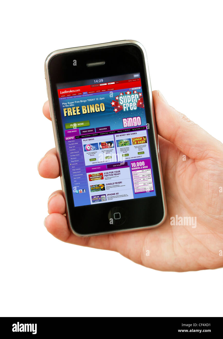 playing bingo on Ladbrokes website on iPhone Stock Photo