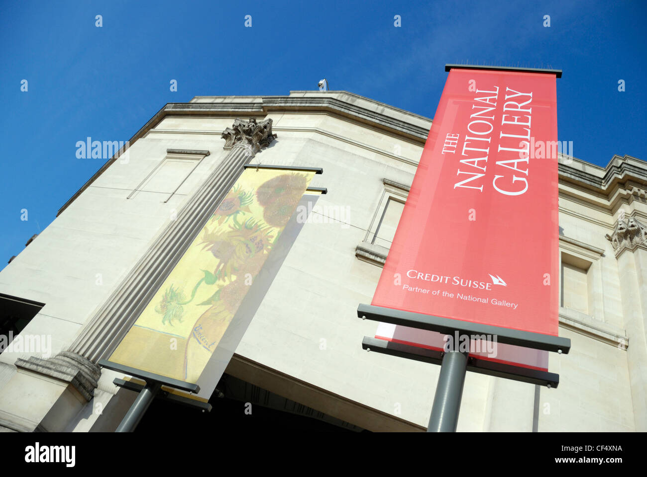 The exterior of the Sainsbury Wing of the National Gallery in Trafalgar Square. Stock Photo