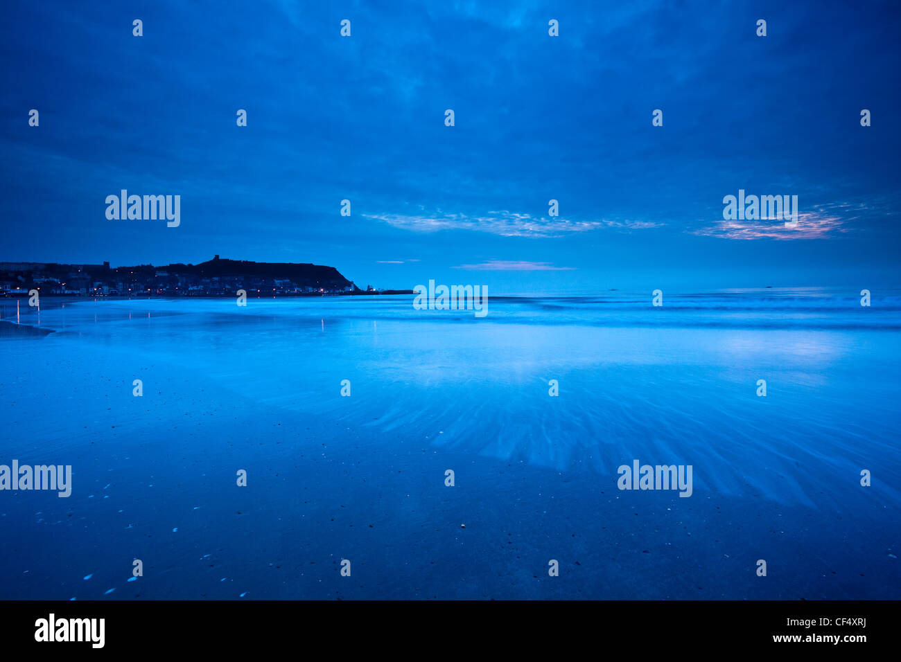 Blue dawn over the North Bay in Scarborough. Stock Photo