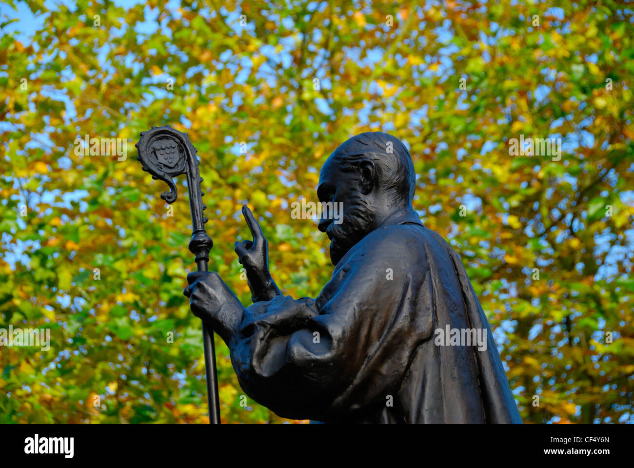 Statue of Charles Gore, first Bishop of Birmingham, located outside Birmingham Cathedral. Stock Photo