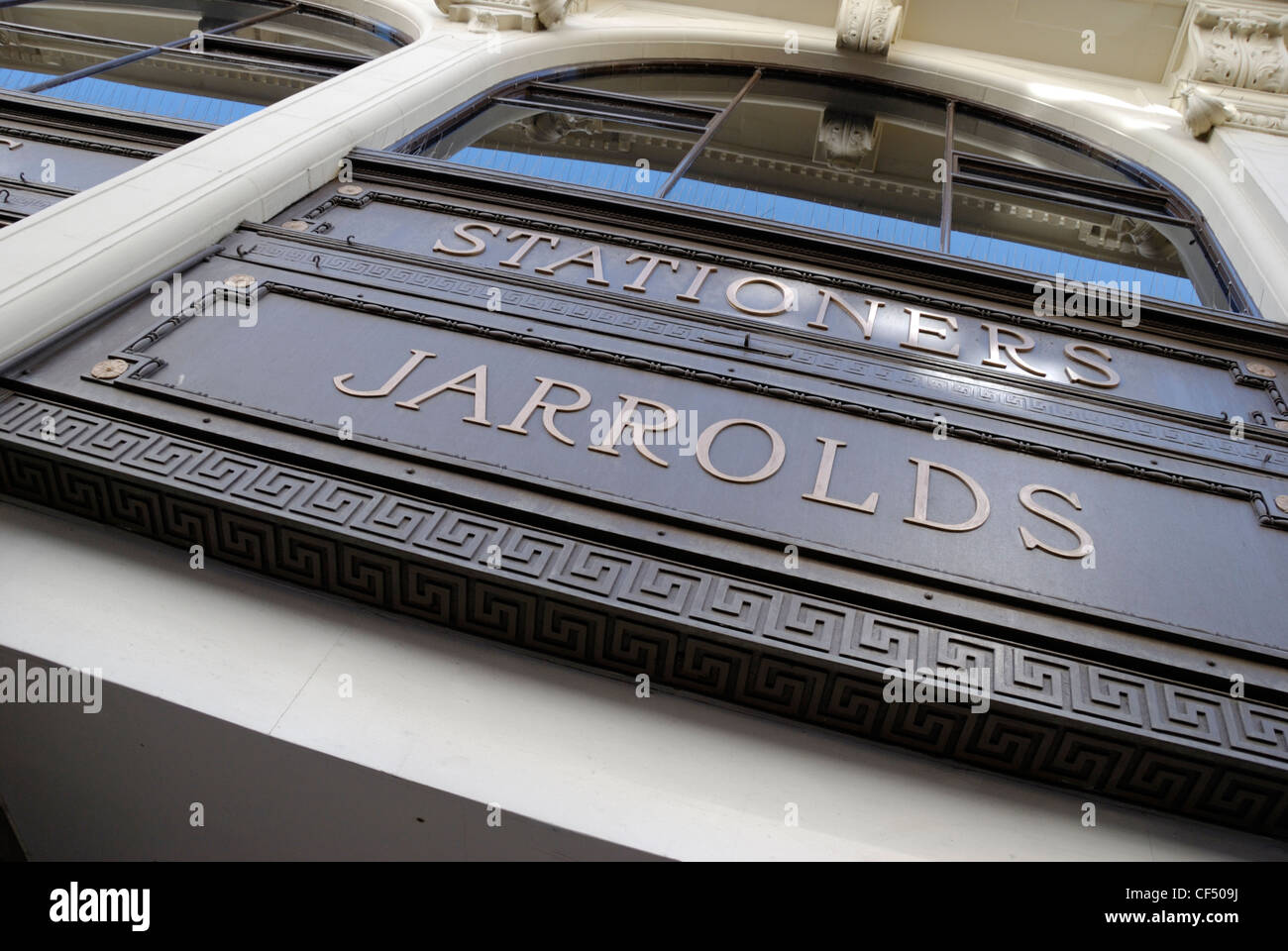 Jarrolds Stationers sign on their flagship department store in Norwich. Stock Photo